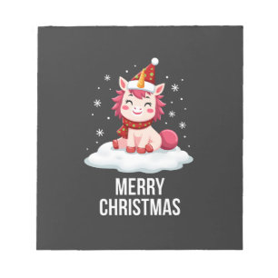 Bloco De Notas Cute unicórnio chapéu de Natal unicórnio T-Shi de