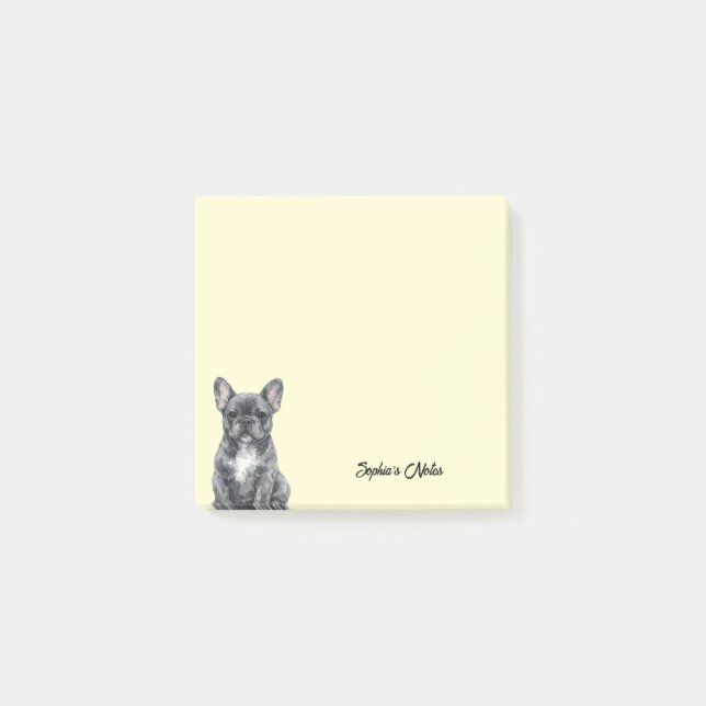 Bloco De Notas Cute Watercolor Bulldog Trendy Custom (Frente)