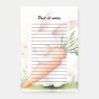 Bloco De Notas Cute Watercolor Spring Bunny Carrot