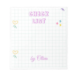 Bloco De Notas Cute White & Colorful Gingham Pattern