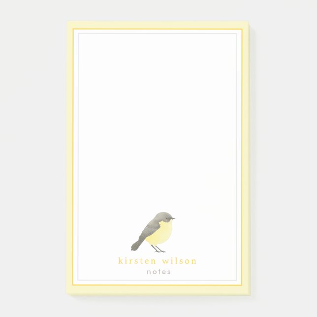 Bloco De Notas Cute Yellow Robin - Personalizado (Frente)