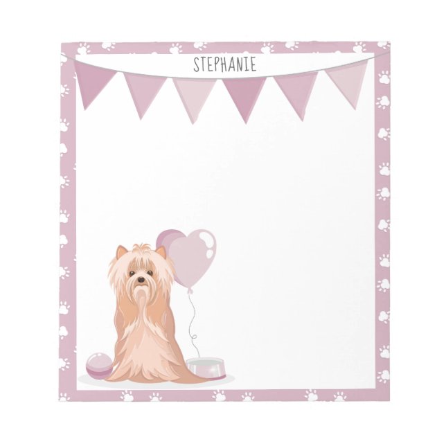 Bloco De Notas Cute Yorkshire Terrier Birthday (Frente)