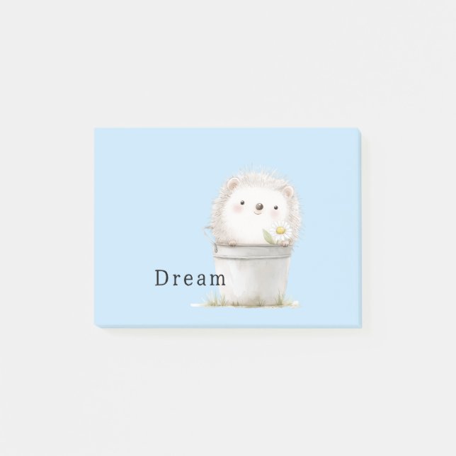 Bloco De Notas Cuteouriço Azul do Jardim em Balde (Frente)