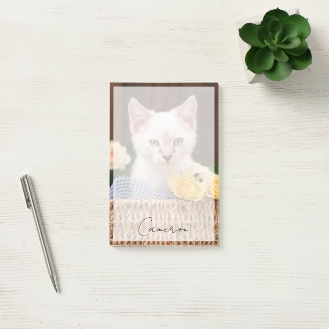 Bloco De Notas Cutest Baby Animals | Kitten & Yellow Roses (Escritótio)