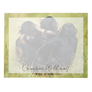 Bloco De Notas Cutest Baby Animals Three Chimpanzees Hugging