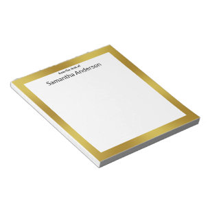 Bloco De Notas Da escrivaninha de preto branco e Dourado seu nome