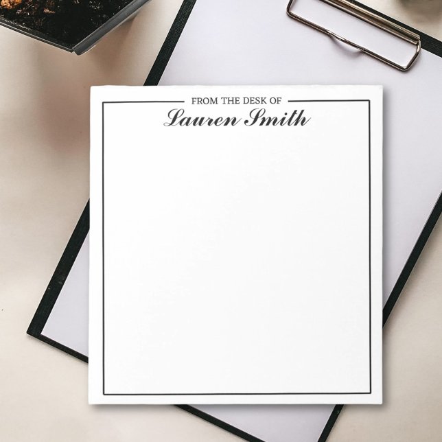 Bloco De Notas Da Escrivaninha Do Elegante Mínimo Escrito Preto (Criador carregado)