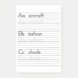 Bloco de notas da folha do alfabeto da prática da