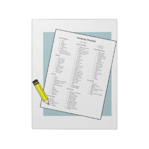 Bloco de notas da lista de verificação de acampa