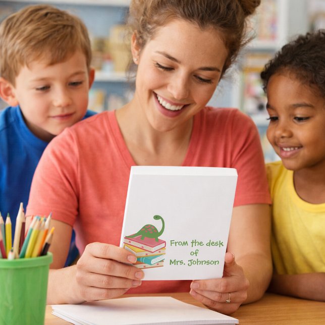 Bloco De Notas Da mesa da Professora de Ensino Fundamental Dinosa (Criador carregado)