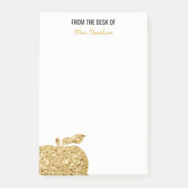 Bloco De Notas Da mesa de Apple Dourado personalizado professor