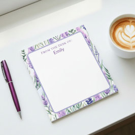 Bloco De Notas Da Mesa de Campo de Flor de Lavanda Personalizada