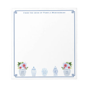 Bloco De Notas Da Mesa De Chinoiserie Chic Red White Blue