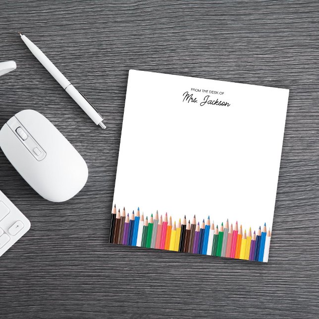 Bloco De Notas Da Mesa de com Lápis Coloridos (Criador carregado)