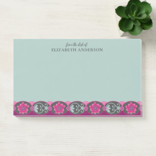 Bloco De Notas Da Mesa de Floral Teal Bonito