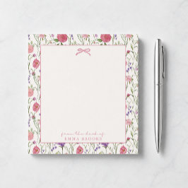 Bloco De Notas Da mesa de, Laço rosa, fundo floral
