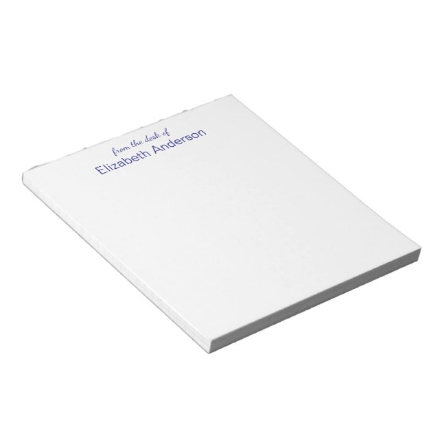 Bloco De Notas Da mesa de Modelo de Nome Branco e Azul (Inclinado)