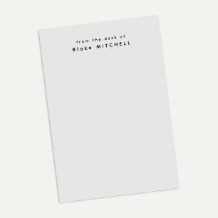 Bloco De Notas Da Mesa de Monograma Simples Cinza