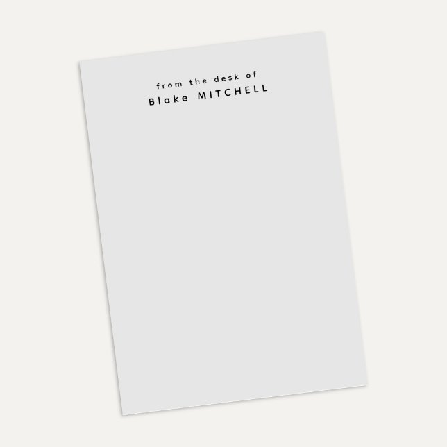 Bloco De Notas Da Mesa de Monograma Simples Cinza   (Criador carregado)