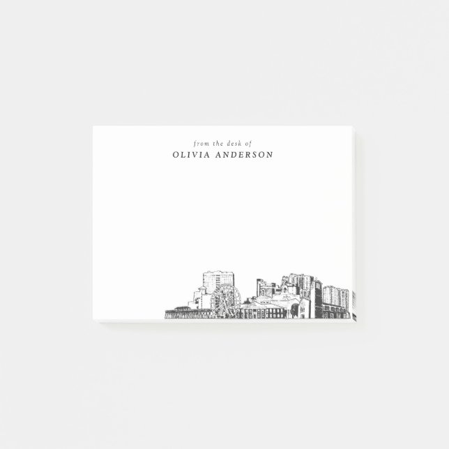 Bloco De Notas Da mesa de Myrtle Beach Skyline Personalizada (Frente)