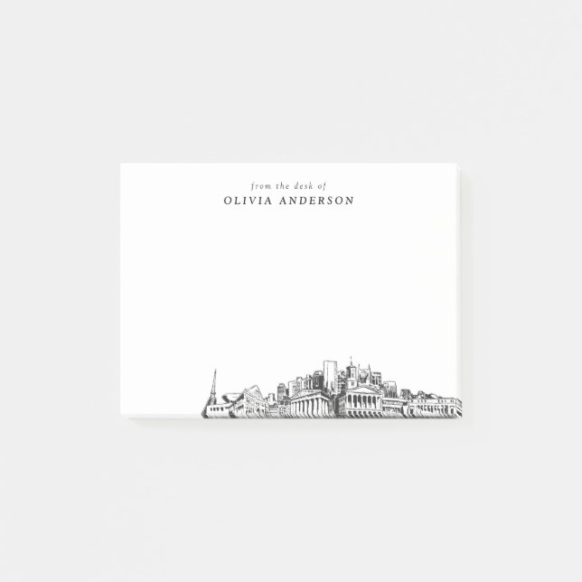 Bloco De Notas Da mesa de Nashville Skyline Personalizado (Frente)