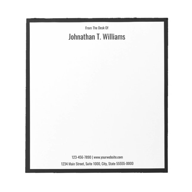 Bloco De Notas Da mesa de nome Black and White Business (Frente)