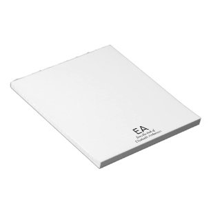 Bloco De Notas Da mesa de Nome e Monograma Branco e Preto