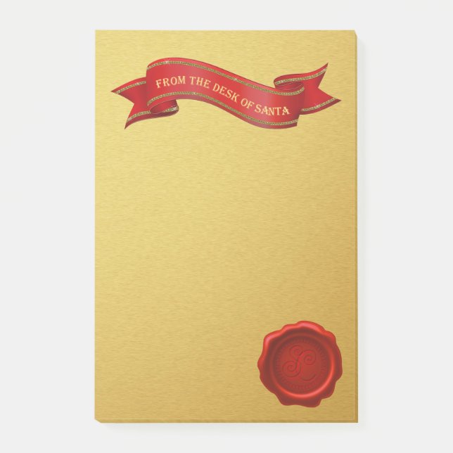 Bloco De Notas Da mesa de notas de post-it Dourados do papai noel (Frente)