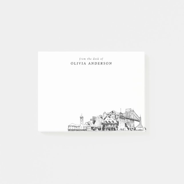 Bloco De Notas Da mesa de Portland Skyline Personalizada (Frente)