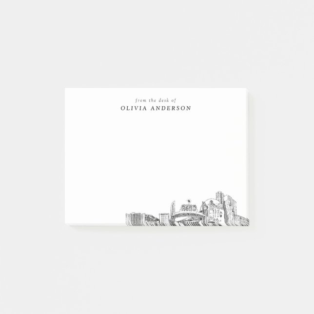 Bloco De Notas Da mesa de Reno Skyline Personalizada (Frente)