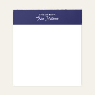 Bloco De Notas Da Mesa De Roteiro Branco Borda Azul-Marinho