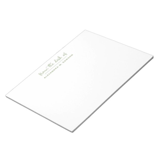 Bloco De Notas Da Mesa De Sage Verde Personalizado Moderno (Inclinado)
