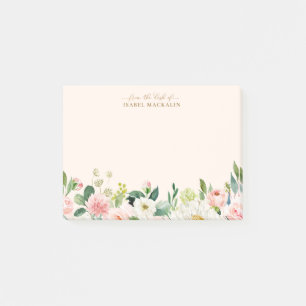 Bloco De Notas Da Mesa Do Botânico Floral Pálido E Rosa