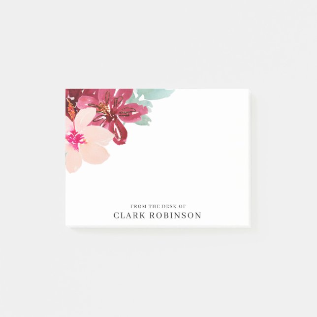 Bloco De Notas Da Mesa Do Buquê De Aquarela Feminina (Frente)