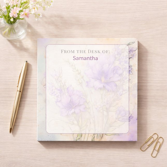 Bloco De Notas Da Mesa do Cantinho Floral Roxo Aconchegante (Criador carregado)
