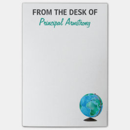 Bloco De Notas Da mesa do globo principal da aguarela da escola