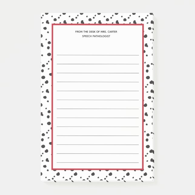 Bloco De Notas Da Mesa do | Mascote escolar Dalmaciano (Frente)