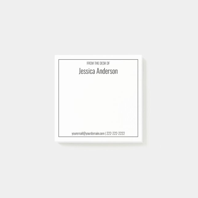 Bloco De Notas Da mesa do minimalista preto e branco (Frente)