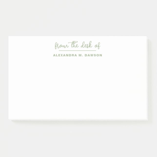 Bloco De Notas Da Mesa Do Moderno Mínimo Sage Green (Frente)