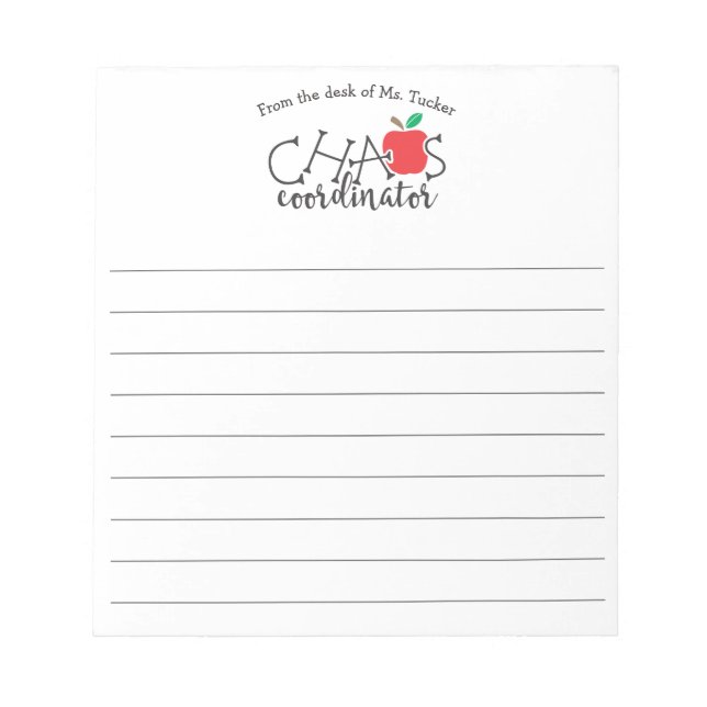 Bloco De Notas Da Mesa do Professor Coordenador de Caos (Frente)