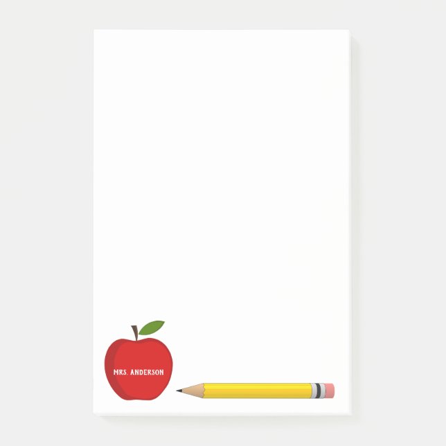 Bloco De Notas Da mesa do professor de maçã vermelha (Frente)