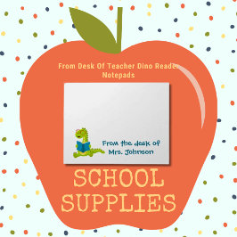 Bloco De Notas Da mesa do professor primário Dino