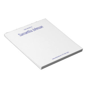 Bloco De Notas Da Mesa do Seu Nome Azul e Branco