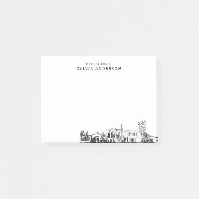 Bloco De Notas Da Mesa do Skyline Personalizado (Frente)