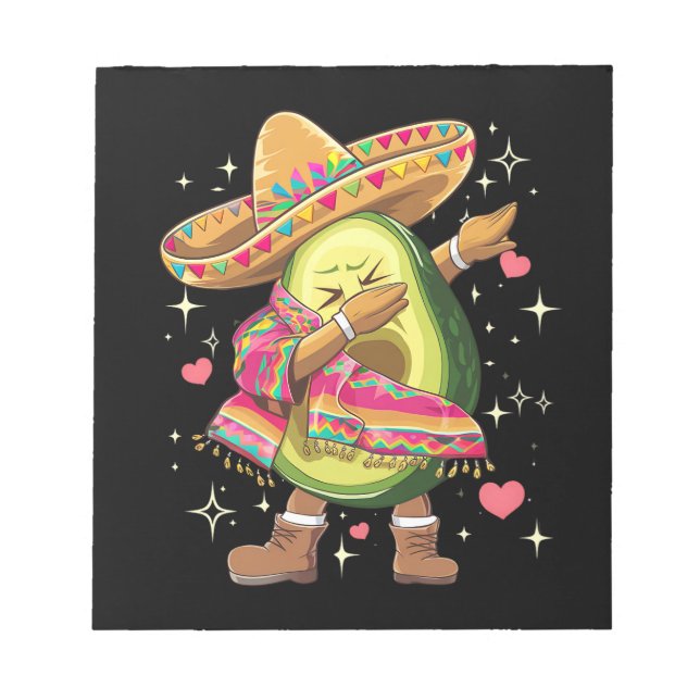 Bloco De Notas Dabbing Abacate Cinco De Maio Engraçado Poncho Mex (Frente)