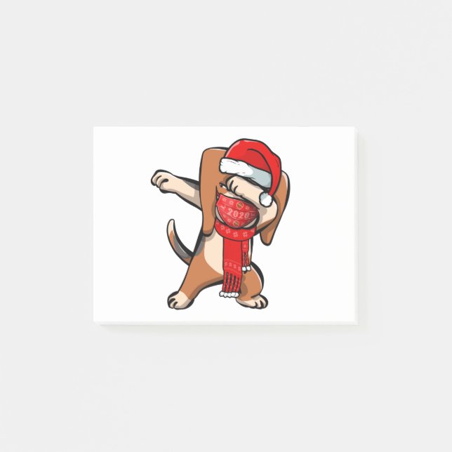 Bloco De Notas Dabbing Beagle Veste Face Mask Dab Dance Cute Chri (Frente)