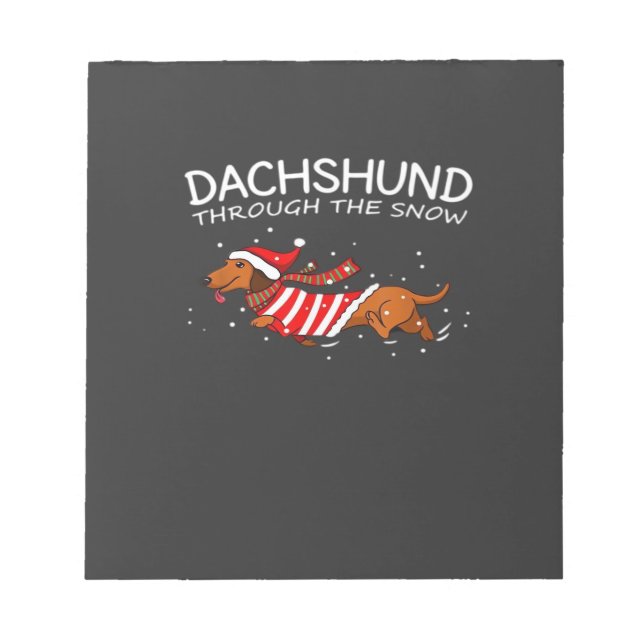 Bloco De Notas Dachshund Através Da Neve Cachorro Engraçado Natal (Frente)