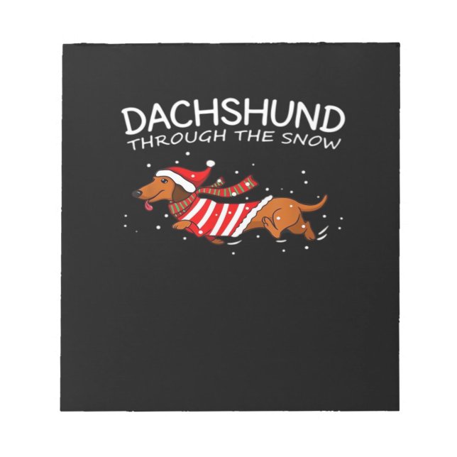 Bloco De Notas Dachshund Através Da Neve Cachorro Engraçado Natal (Frente)
