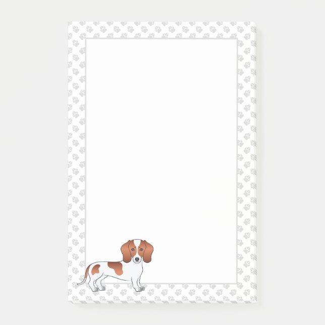 Bloco De Notas Dachshund Cartoon de Pelagem Lisa Pé Vermelho & Pa (Frente)