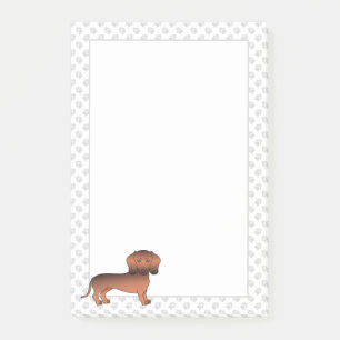 Bloco De Notas Dachshund Cartoon de Pelo Curto Sable Vermelho & P